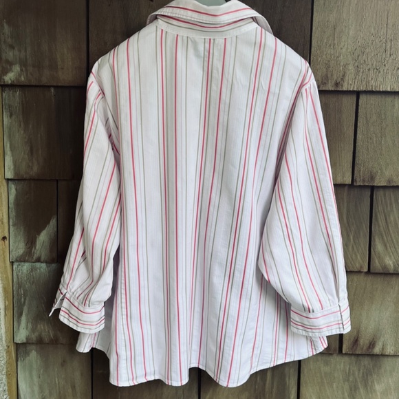 Striped Shirt Plus Size 3X Button Down 3/4 sleeves - Picture 8 of 10
